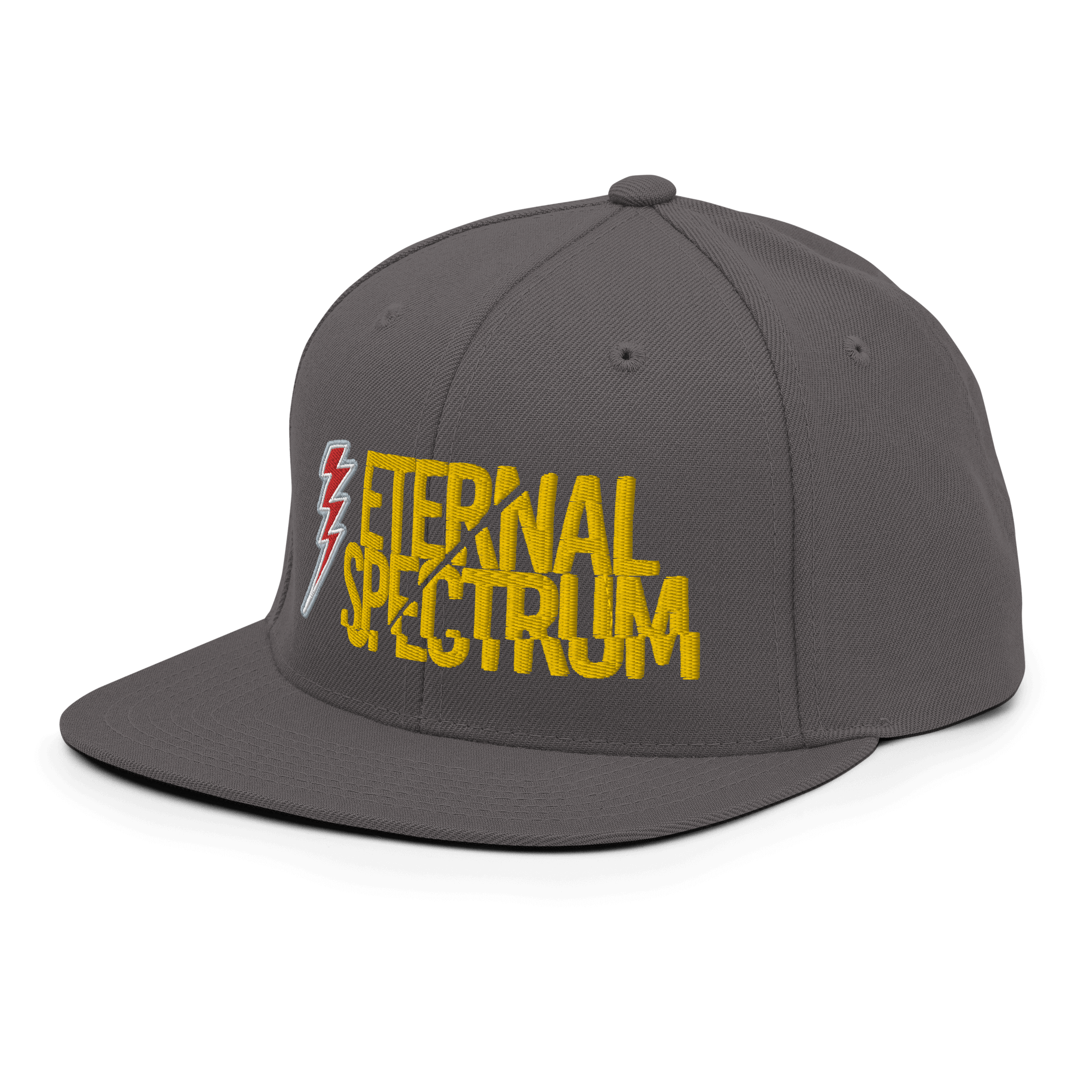 Eternal Spectrum Snapback CapEternal Spectrum Snapback Cap. This hat is structured with a classic fit, flat brim, and full buckram. The adjustable snap closure makes it a comfortable, one-size-fits-most hat. • 80% acrylic, 20% wool• Green Camo is 60% cott
