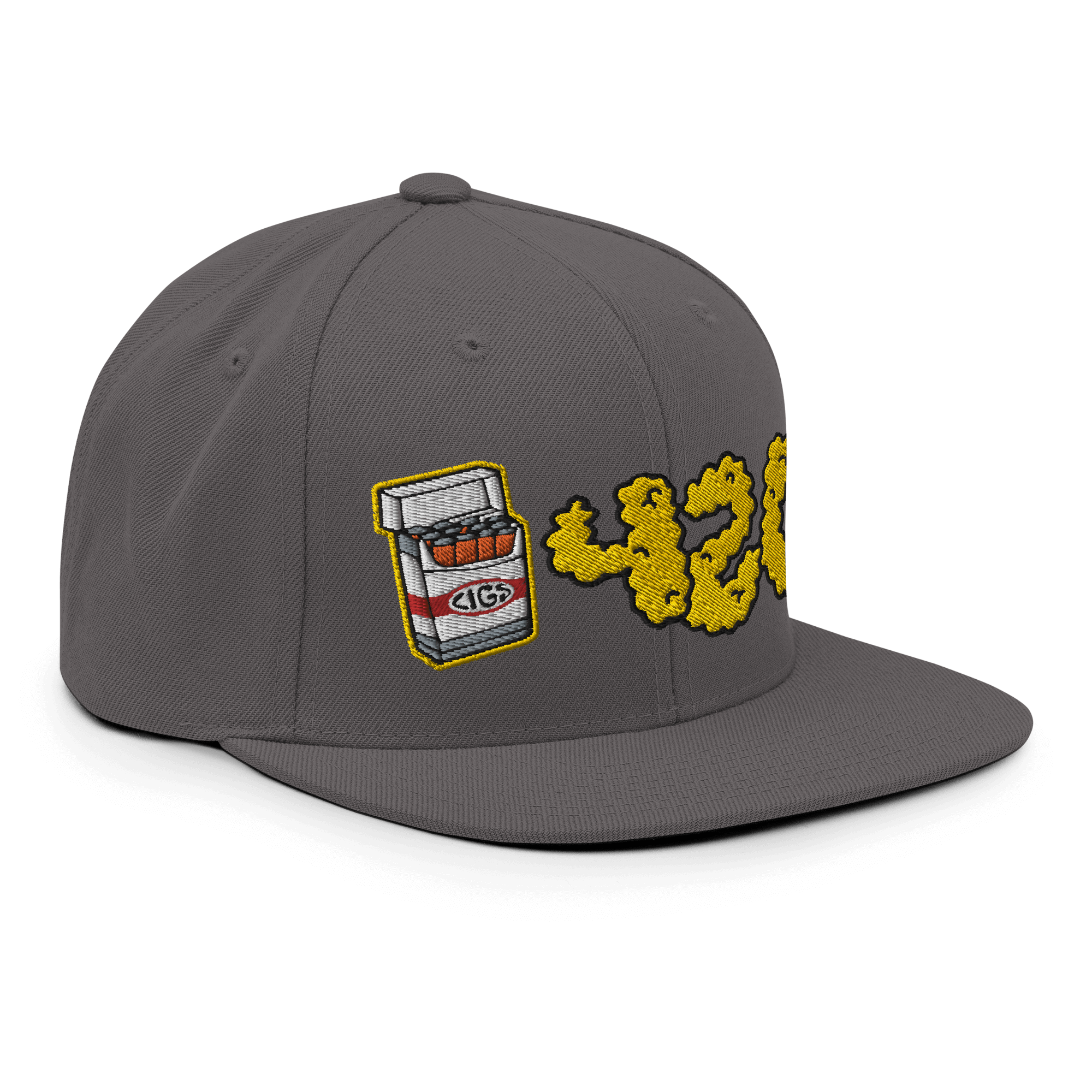 Smog 420 Snapback CapDive into urban chic with the Smog 420 Snapback Cap – a classic fit, flat brim, and full buckram for a look that's both structured and laid-back. The adjustable snap closure ensures a comfortable, one-size-fits-most style. Crafted exc