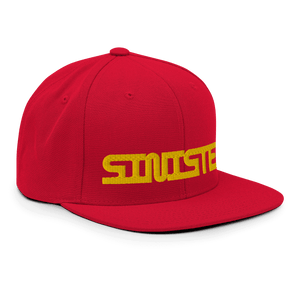 Sinister Snapback CapUnleash your dark style with the Sinister Snapback Cap – a classic fit, flat brim, and full buckram structure that commands attention. The adjustable snap closure ensures a comfortable, one-size-fits-most fit. Crafted exclusively for