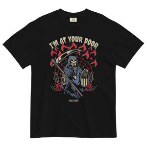 Grim Reaper T-shirtDiscover the comfort and style of our 100% cotton men's Grim Reaper T-shirt. Perfect for layered streetwear looks. Edge it up today! • 100% ring-spun cotton • Fabric weight: 6.1 oz/yd² (206.8 g/m²) • Garment-dyed • Relaxed fit • 7/8″ do