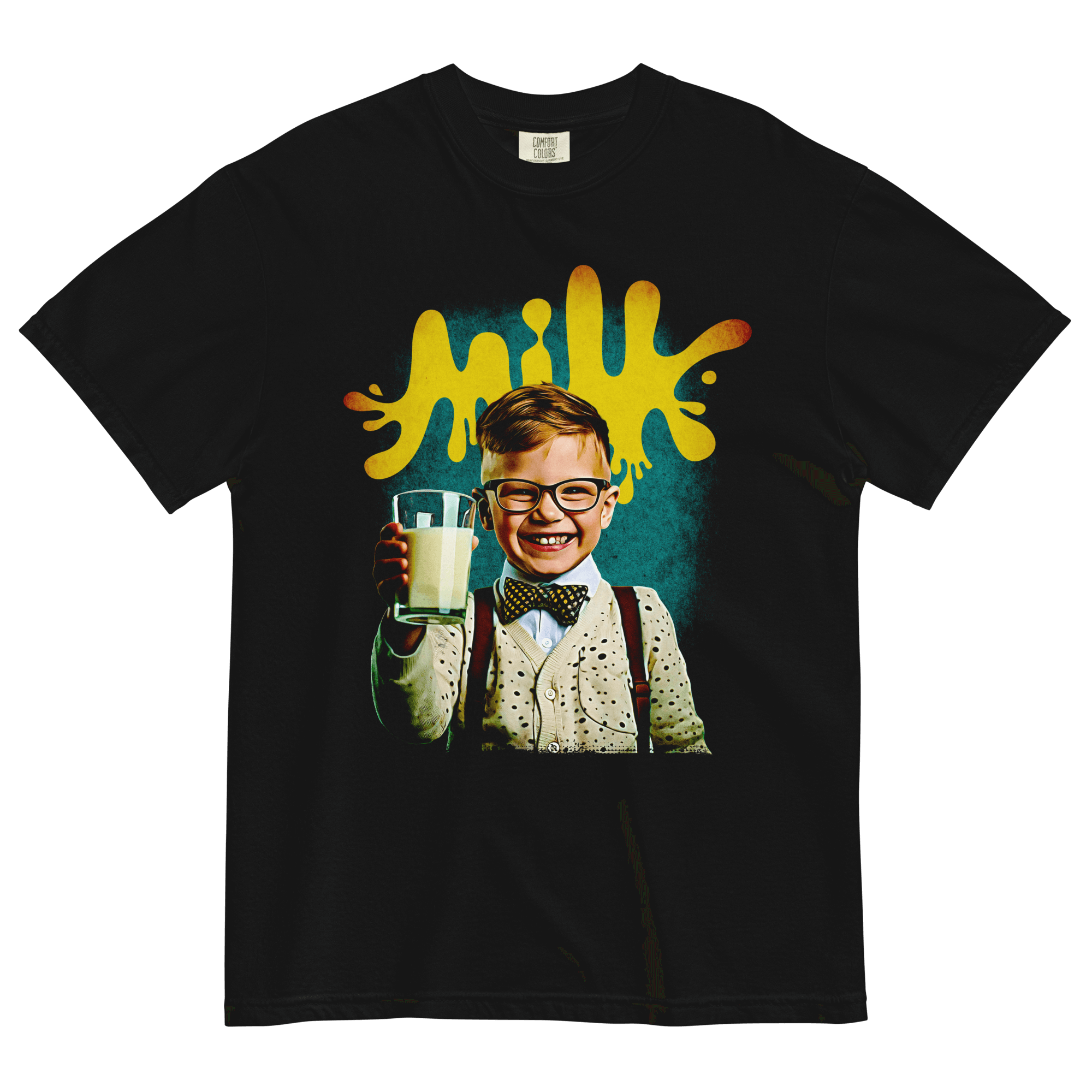 Milk T-shirtGet creamy with our Milk T-shirt – 50s vibes, 100% cotton comfort, and streetwear swag all in one. Snatch this dairy darling now! • 100% ring-spun cotton • Fabric weight: 6.1 oz/yd² (206.8 g/m²) • Garment-dyed • Relaxed fit • 7/8″ double-needl