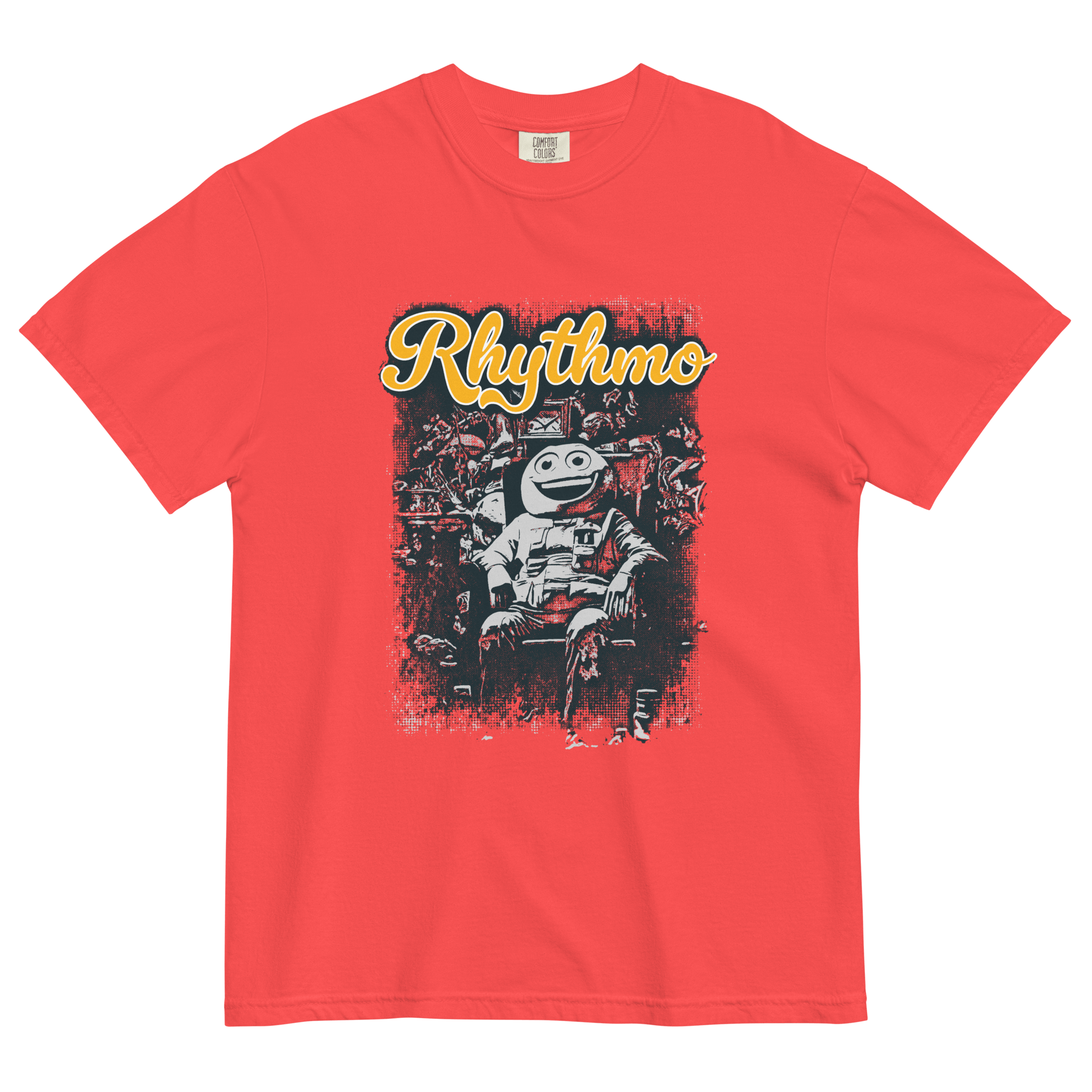 Rhythmo T-shirtRock the retro vibe with the Rhythmo T-shirt! Top-notch cotton comfort meets 70's vintage chic. Snag your streetwear staple now! • 100% ring-spun cotton • Fabric weight: 6.1 oz/yd² (206.8 g/m²) • Garment-dyed • Relaxed fit • 7/8″ double-nee