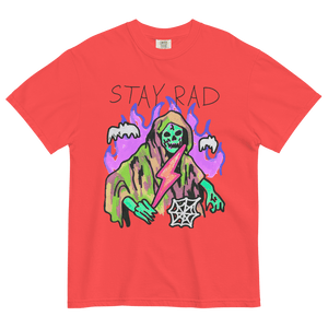 Stay Rad T-shirtGear up for graffiti-style cuteness with our Stay Rad T-shirt featuring a child's horrifically cute design! This tee is no ordinary top – it's a thick, structured masterpiece made from 100% ring-spun cotton. The regular fit ensures it comp