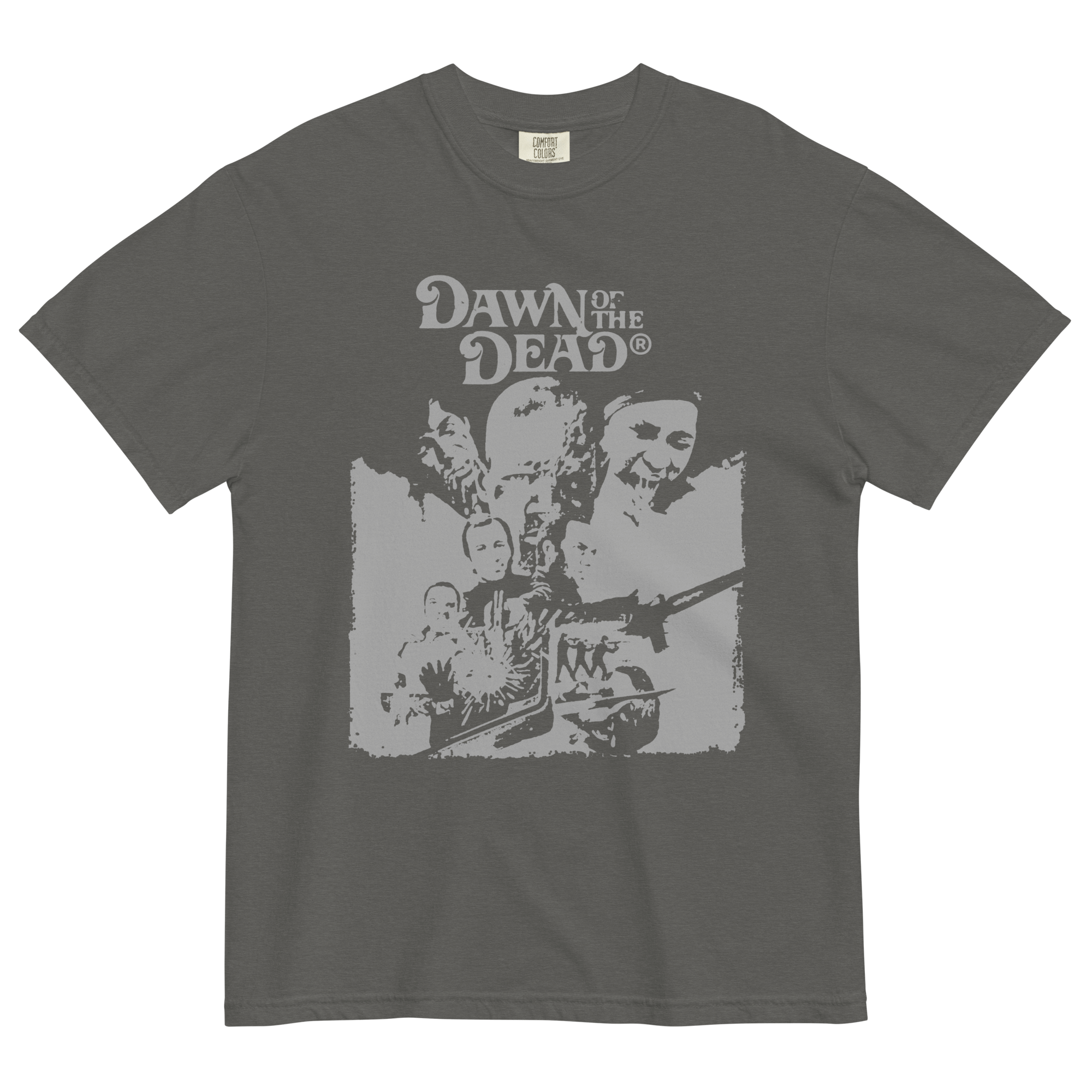 Dawn Of The Dead Grunge T-shirtIndulge in the perfect blend of comfort and style with our Dawn Of The Dead Grunge T-shirt. Crafted from a rich 100% ring-spun cotton, this heavyweight garment-dyed tee offers a unique combination of structure, softness, and