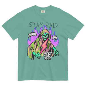 Stay Rad T-shirtGear up for graffiti-style cuteness with our Stay Rad T-shirt featuring a child's horrifically cute design! This tee is no ordinary top – it's a thick, structured masterpiece made from 100% ring-spun cotton. The regular fit ensures it comp