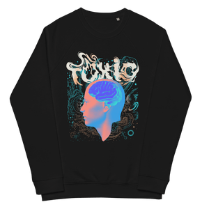 Toxic Raglan SweatshirtDive into comfort and style with the Toxic Raglan Sweatshirt. This unisex organic gem is your ticket to both coziness and fashion finesse. Envelop yourself in a cloud of softness with its brushed fleece lining, while the 100% cotton